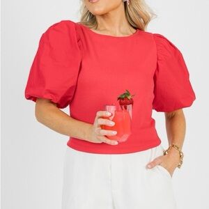 Sanctuary Red Puff Sleeve Top